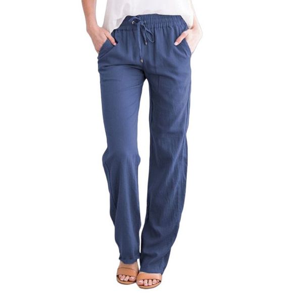 UDEAR Navy Pocket Drawstring Waist Straight Leg Pants Size M - Picture 1 of 1